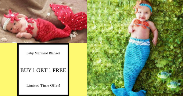 Buy 1 Get 1 Free Hand Knitted Mermaid Tail Blankets For Newborn