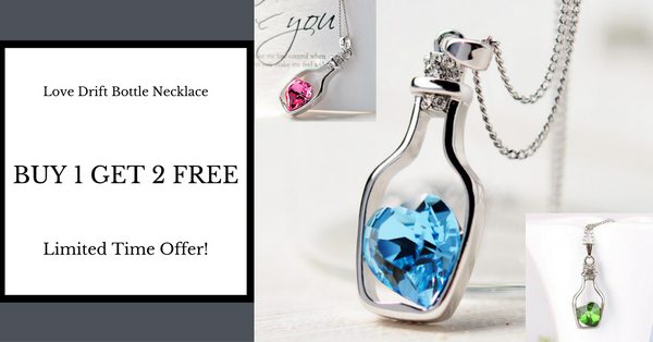 Buy 1 Get 2 Free Love Drift Bottle Necklace (Three Different Colors)