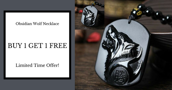 Buy One Get One Free Black Obsidian Wolf Necklace