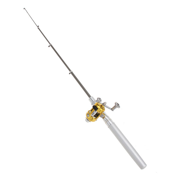 Mini Portable Pocket Aluminum Alloy Fishing Rod Pole With Reel