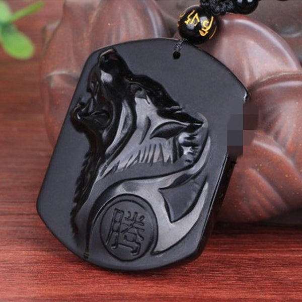 Obsidian Wolf Necklace
