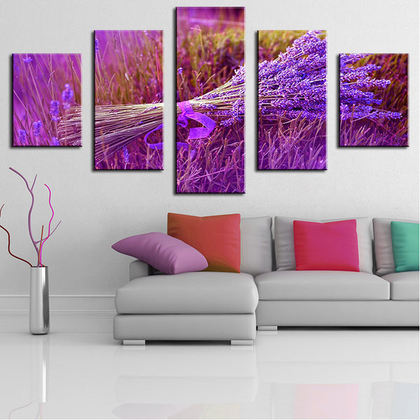 5 Panel Lavender Wall Painting - A3IM Fashions