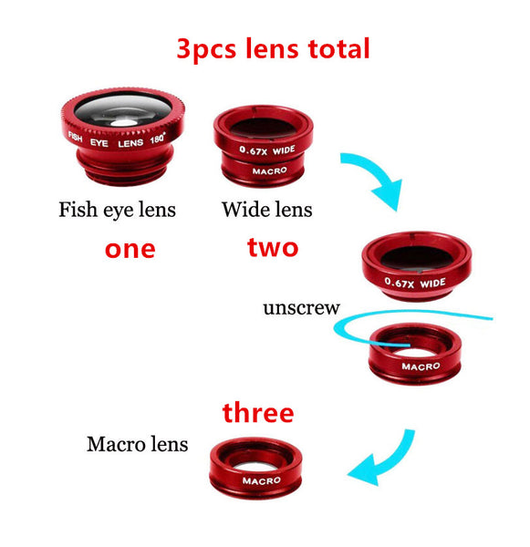 Fisheye Lens 3 in 1 (fish eye +wide angle +macro)