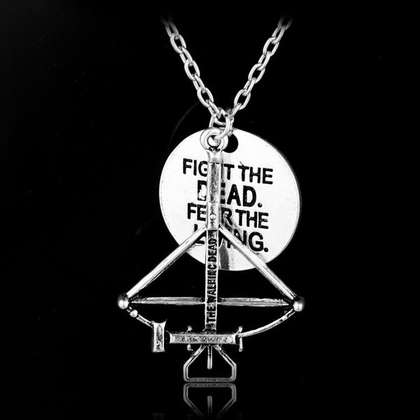 The Walking Dead Necklace - Fighting The Dead Fear The Living pendant