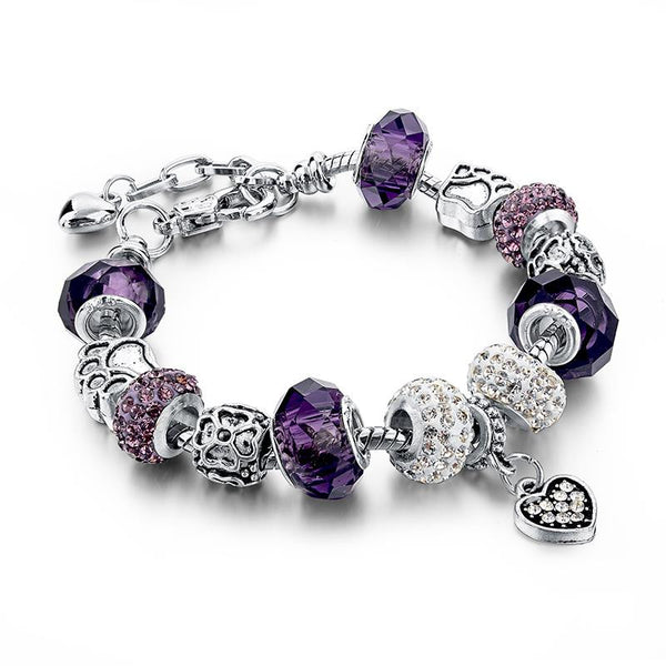 Tibetan Silver Blue Crystal Charm Bracelets