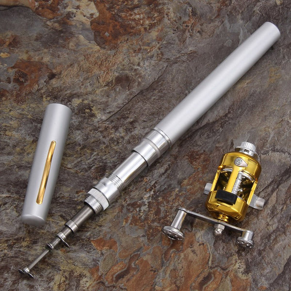 Mini Portable Pocket Aluminum Alloy Fishing Rod Pole With Reel