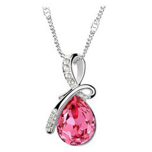 Austrian Crystal Water Drop Pendant Necklace - A3IM Fashions