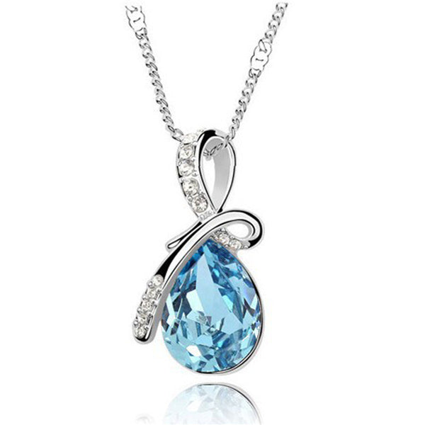 Austrian Crystal Water Drop Pendant Necklace