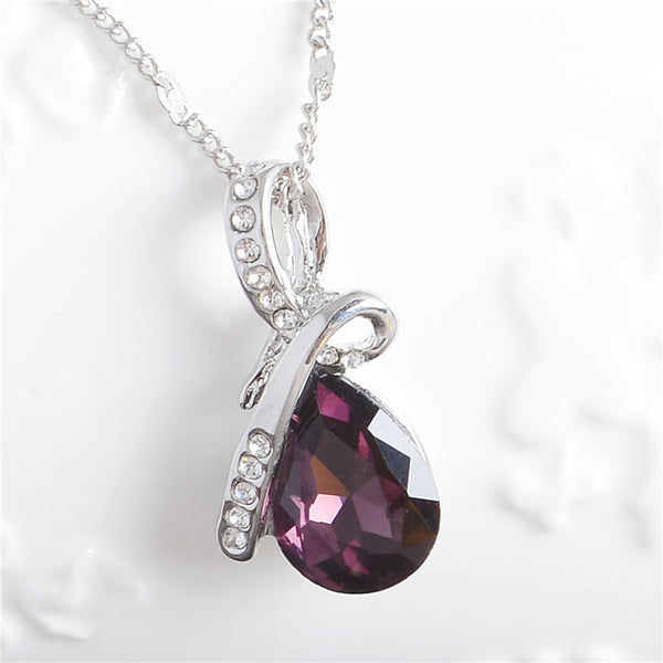 Austrian Crystal Water Drop Pendant Necklace - A3IM Fashions