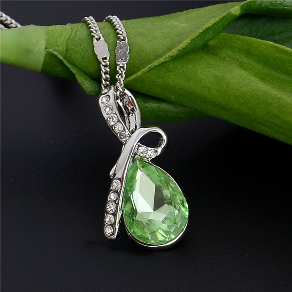Austrian Crystal Water Drop Pendant Necklace