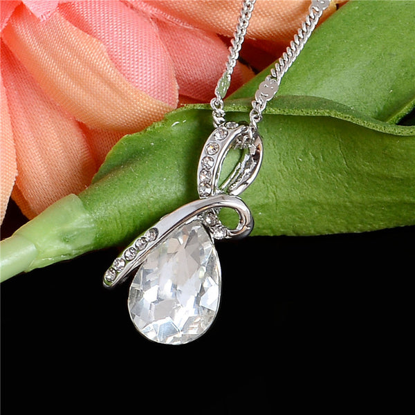 Austrian Crystal Water Drop Pendant Necklace - A3IM Fashions