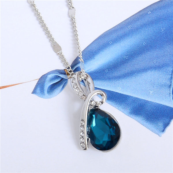 Austrian Crystal Water Drop Pendant Necklace