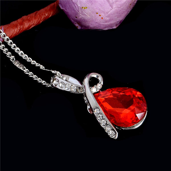 Austrian Crystal Water Drop Pendant Necklace