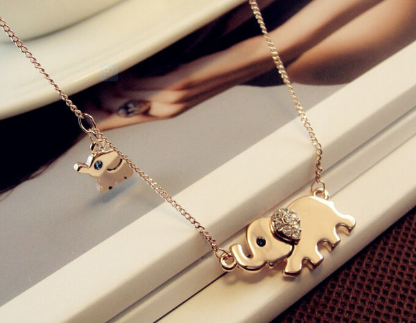 Cute Elephant Charming Crystal Chain Necklace - A3IM Fashions