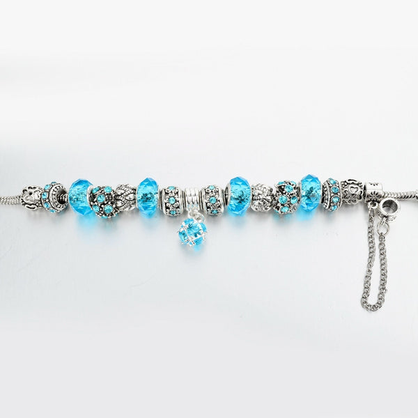 Tibetan Silver Blue Crystal Charm Bracelets