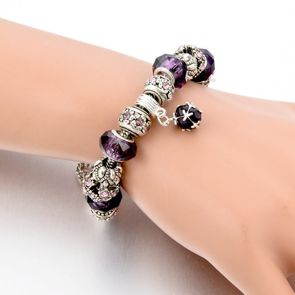 Tibetan Silver Blue Crystal Charm Bracelets - A3IM Fashions