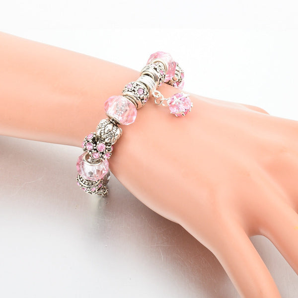 Tibetan Silver Blue Crystal Charm Bracelets - A3IM Fashions