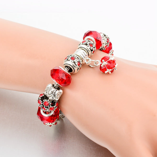 Tibetan Silver Blue Crystal Charm Bracelets - A3IM Fashions