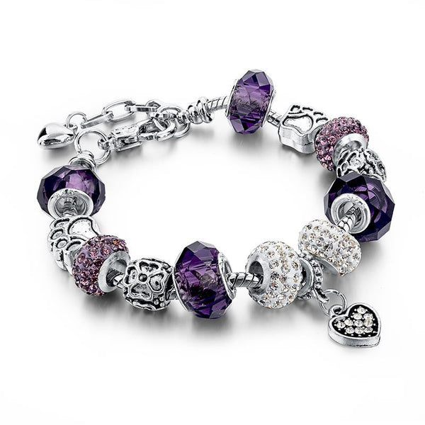 Tibetan Silver Blue Crystal Charm Bracelets - A3IM Fashions