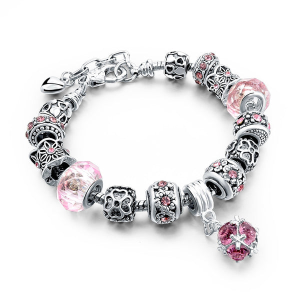 Tibetan Silver Blue Crystal Charm Bracelets