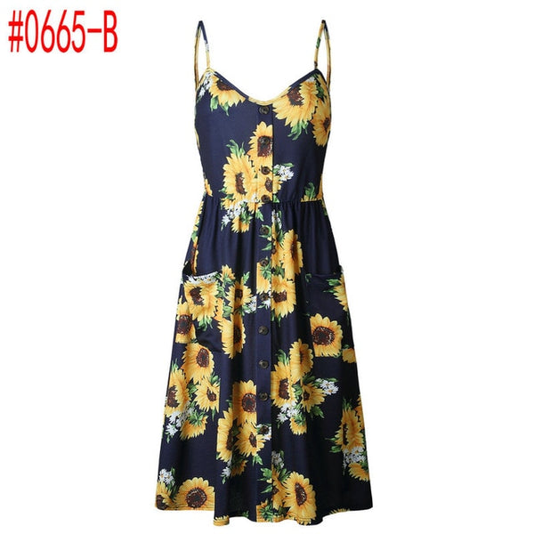 Bohemian Floral Tunic Women's Dress Sweet & Cute Sleeveless