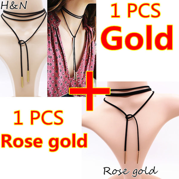 Black Leather Choker Collar Necklace - A3IM Fashions