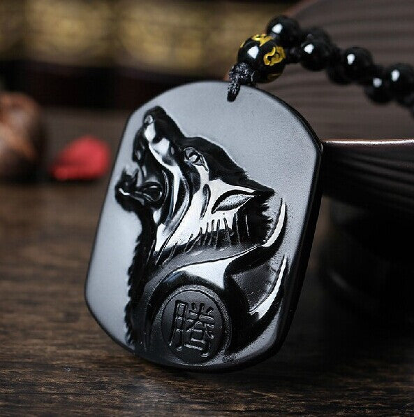 Obsidian Wolf Necklace