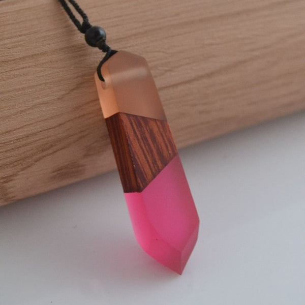 Vintage Wood Resin Necklace